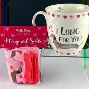 Millie Green - *Last One* Dachshund ‘I Long For You’ Mug/Sock. NWT Firm!